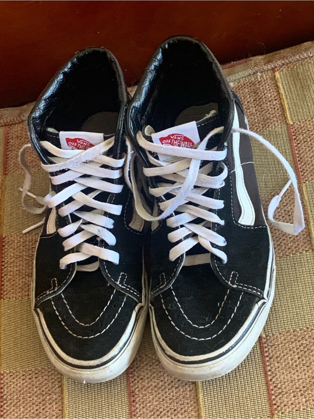 Vans Black and White High-Top Skate Sneakers